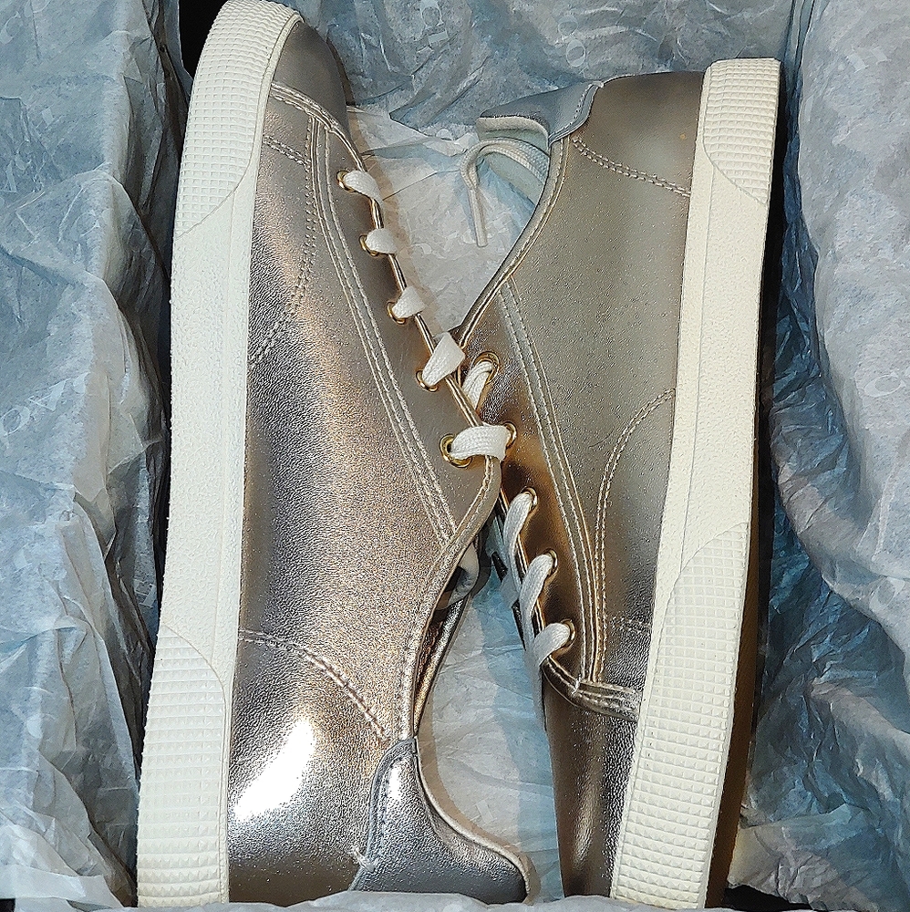 NIB COACH Low Top Sneaker C136 Metallic Champagne - Picture 6 of 10